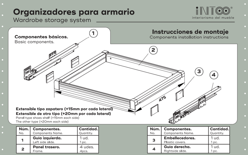 Cajón organizador joyero en acabado blanco para muebles de 900mm de ancho