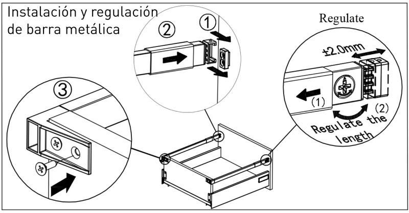 Barra gris de 500mm para cacerolero de cajón modular SLIM