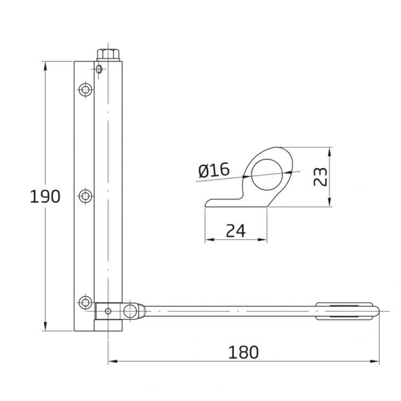 Brazo muelle de aluminio en acabado dorado cierrapuertas automático de 190x180