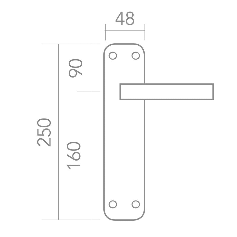 Manilla modelo '6601' con placa ovalada de zamak en acabado dorado brillo para puertas