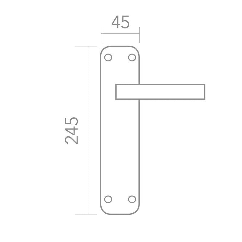 Manilla modelo '1101' con placa curva de aluminio en acabado dorado para puertas