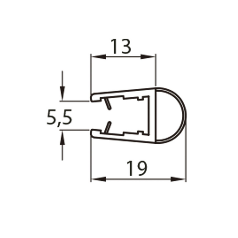 Burlete perfil burbuja de 2m para mampara de ducha para vidrio de 6 a 8mm de grosor