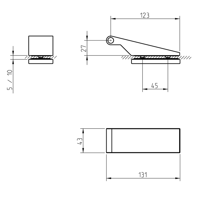 Bisagra pinza de acero inoxidable 3712 para puertas de cristal de hasta 50kg