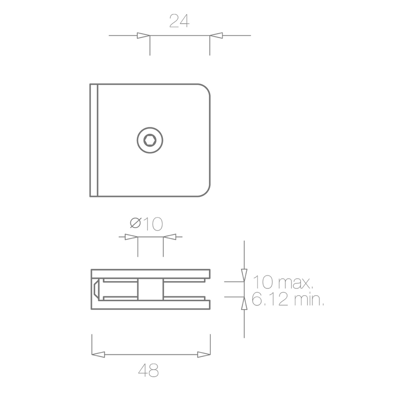 Accesorio modelo 2692 para fijación un panel de vidrio