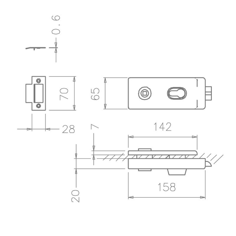 Cerradura 4011 de puerta de cristal para manilla y cilindro europerfil