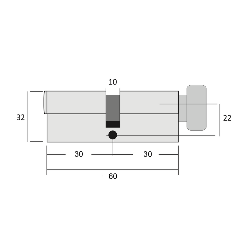 Cylinder lock key and nickel-plated button 30x30 