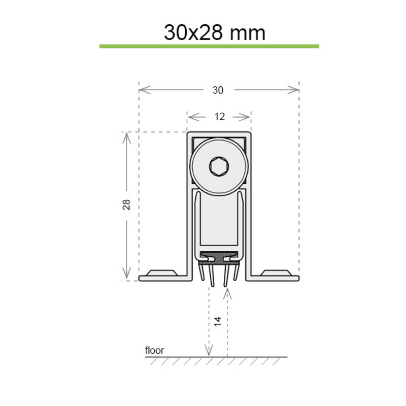 Burlete automático de embutir con Alette para 44dB de 930mm con aletas para fijación inferior