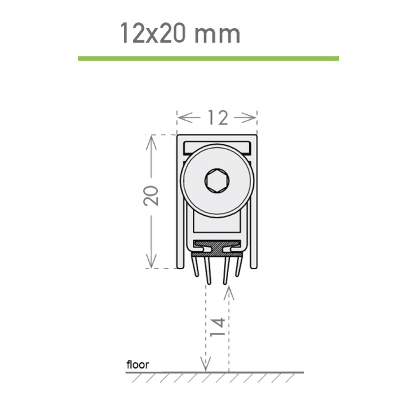 Trend single automatic weatherstrip, 730mm long and 12x20mm profile, for doors