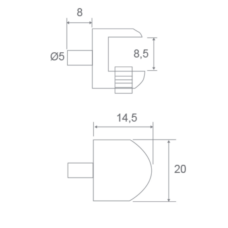 8 soportes con tornillo de nylon para balda de cristal de interior de armario