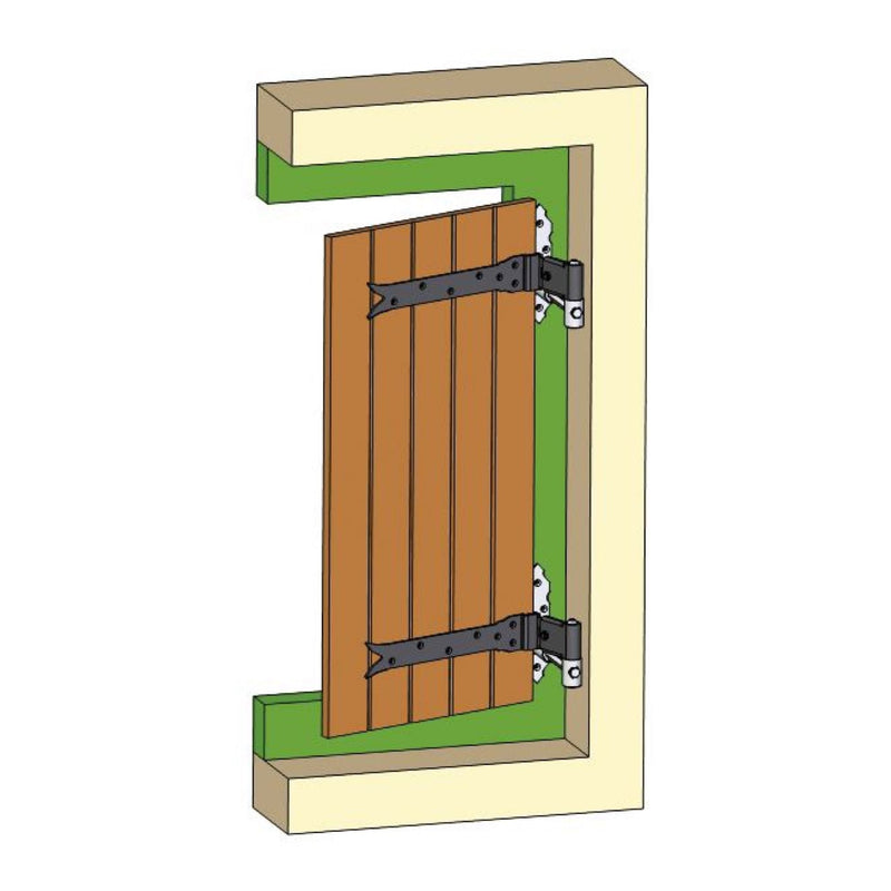 300x35mm Gothic hinge adjustable from 130 to 197mm for mounting with a 14mm diameter bolt