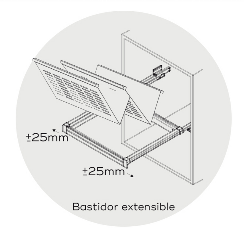 Zapatero blanco extraible para armarios de 700mm de ancho con guías incluidas