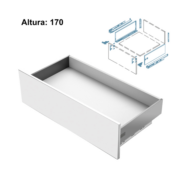 Set antracita de cajón modular SLIM de extracción total y cierre silencioso de 170 de alto y 350 de ancho