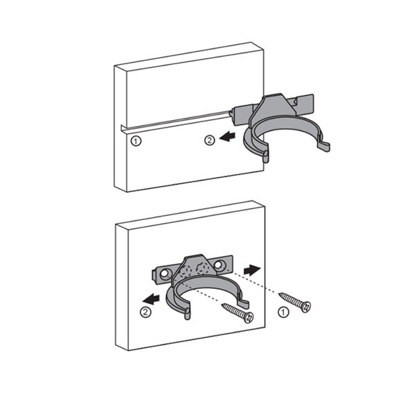 Pinza de PVC para zócalo de aluminio o madera a pata regulable