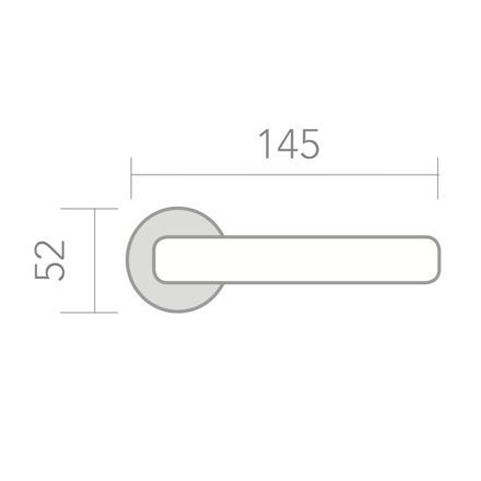 Medidas de manilla de zamak OLA con roseta redonda acabado níquel satinado