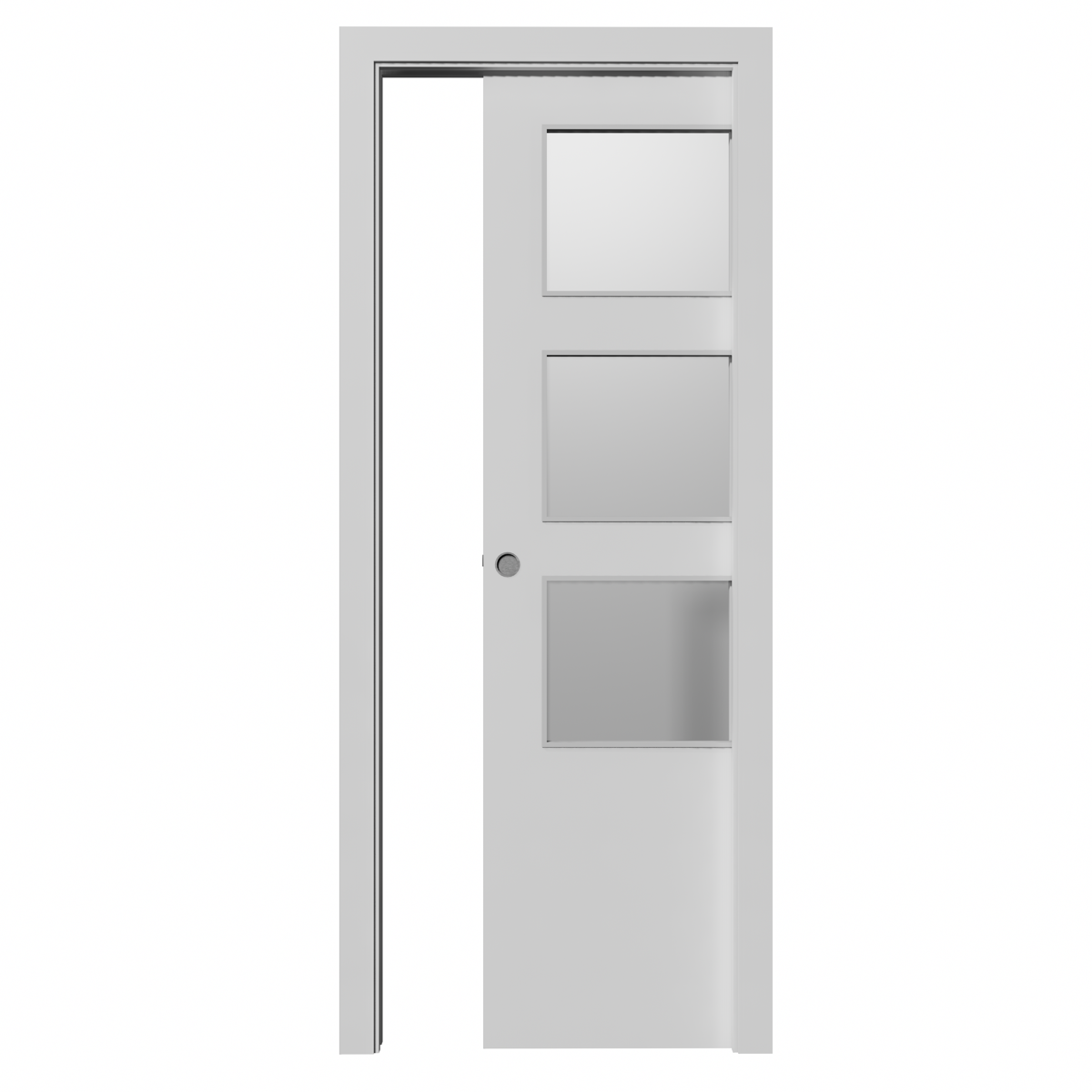 Puerta corredera de 3 vidrios LISA de 2030x605x35 en lacado blanco con KIT incluido