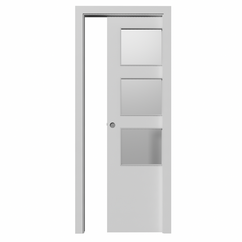 Puerta corredera de 3 vidrios LISA de 2030x605x35 en lacado blanco con KIT incluido