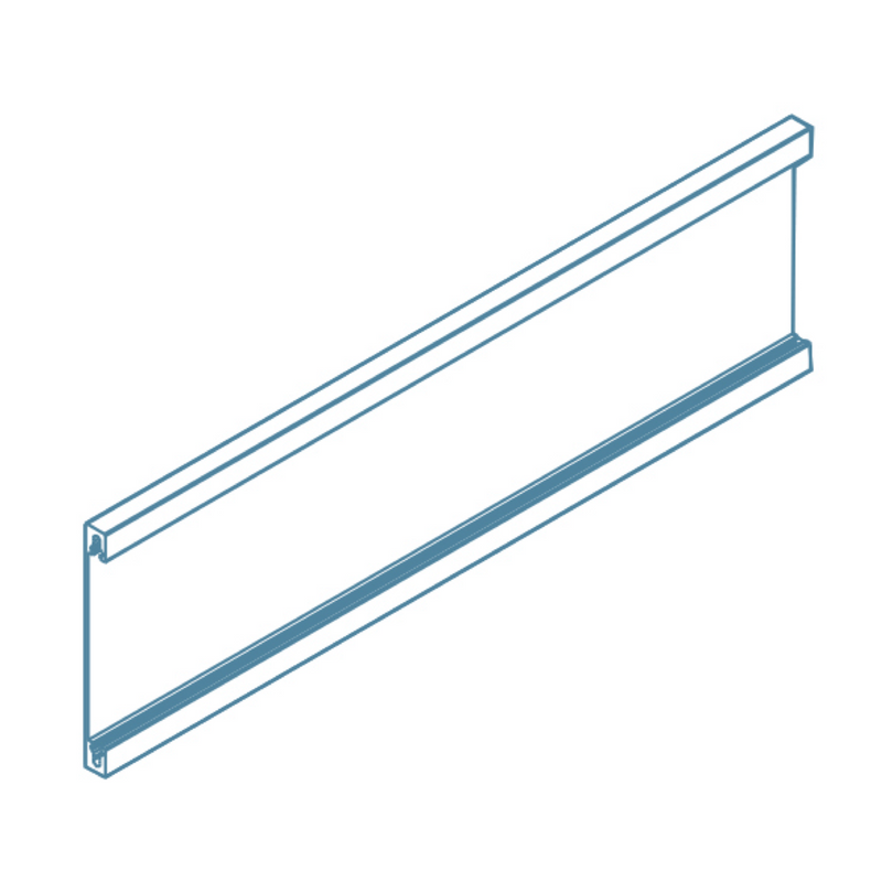 Perfil de aluminio frontal blanco de 2 metros y 80mm de altura recortable para cajón