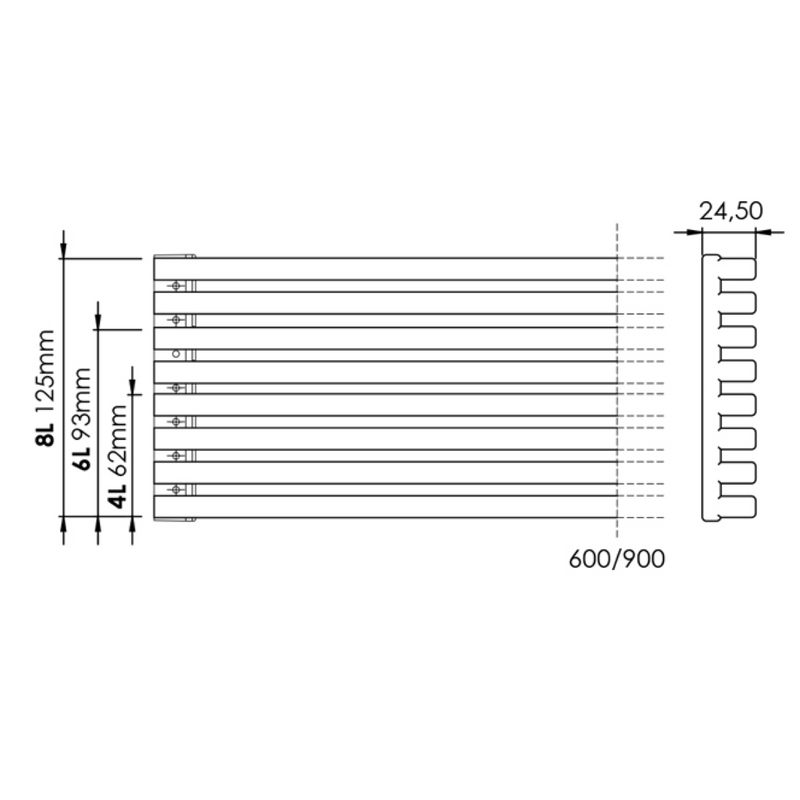 Rejilla de aireación de 8 lamas blanca de 600mm de ancho para horno o microondas