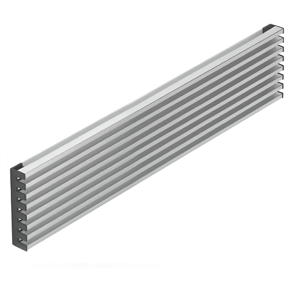 Rejilla de aireación de 8 lamas inox de 600mm de ancho para horno o microondas