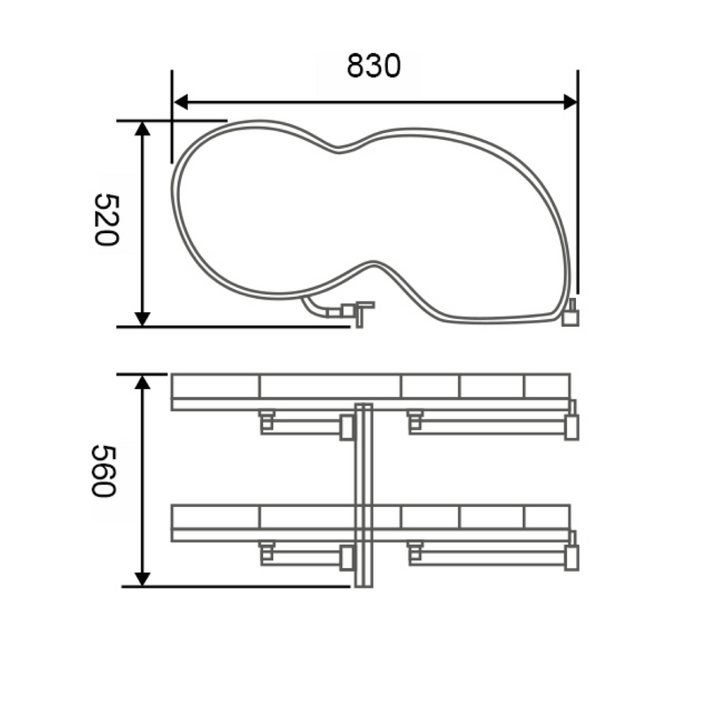 Rinconera extraible de dos estantes de apertura lado izquierdo ideal para muebles de cocina