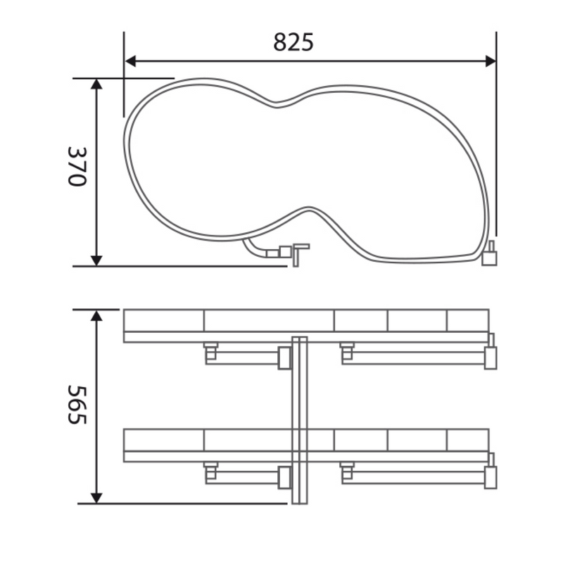 Rinconera extraible de dos estantes apertura derecha con varillas redondas ideal para muebles de cocina