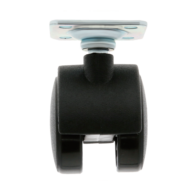 Ø60mm wheel with brake made of black nylon with plate to support 50kg on furniture and cabinets