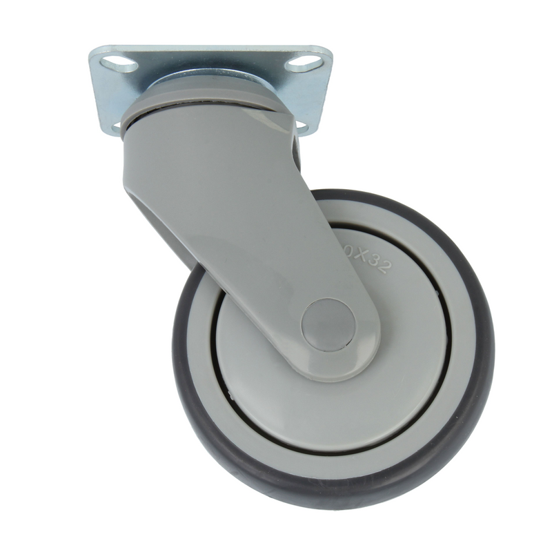 Grey wheel with nylon support and grey rubber band with 360º rotating plate