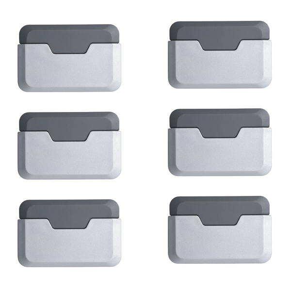 6 topes de puerta rectangulares adhesivos decorativos de aluminio en acabado metalizado