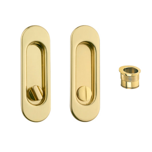 Kit uñero 75200 ovalado con condena y picaporte de 16mm en dorado brillo para puerta corredera