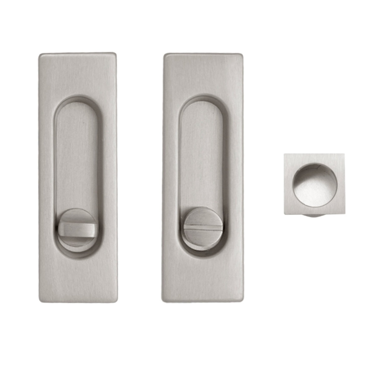 Kit uñero 75400 rectangular con condena y picaporte de 16mm en níquel mate para puerta corredera