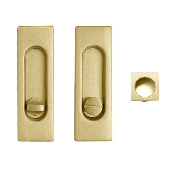 Kit uñero 75400 rectangular con condena y picaporte de 16mm en dorado mate para puerta corredera