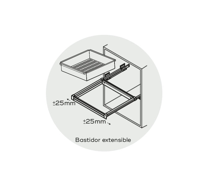 Cajón modular metálico de 900mm en acabado marrón de 130mm de altura