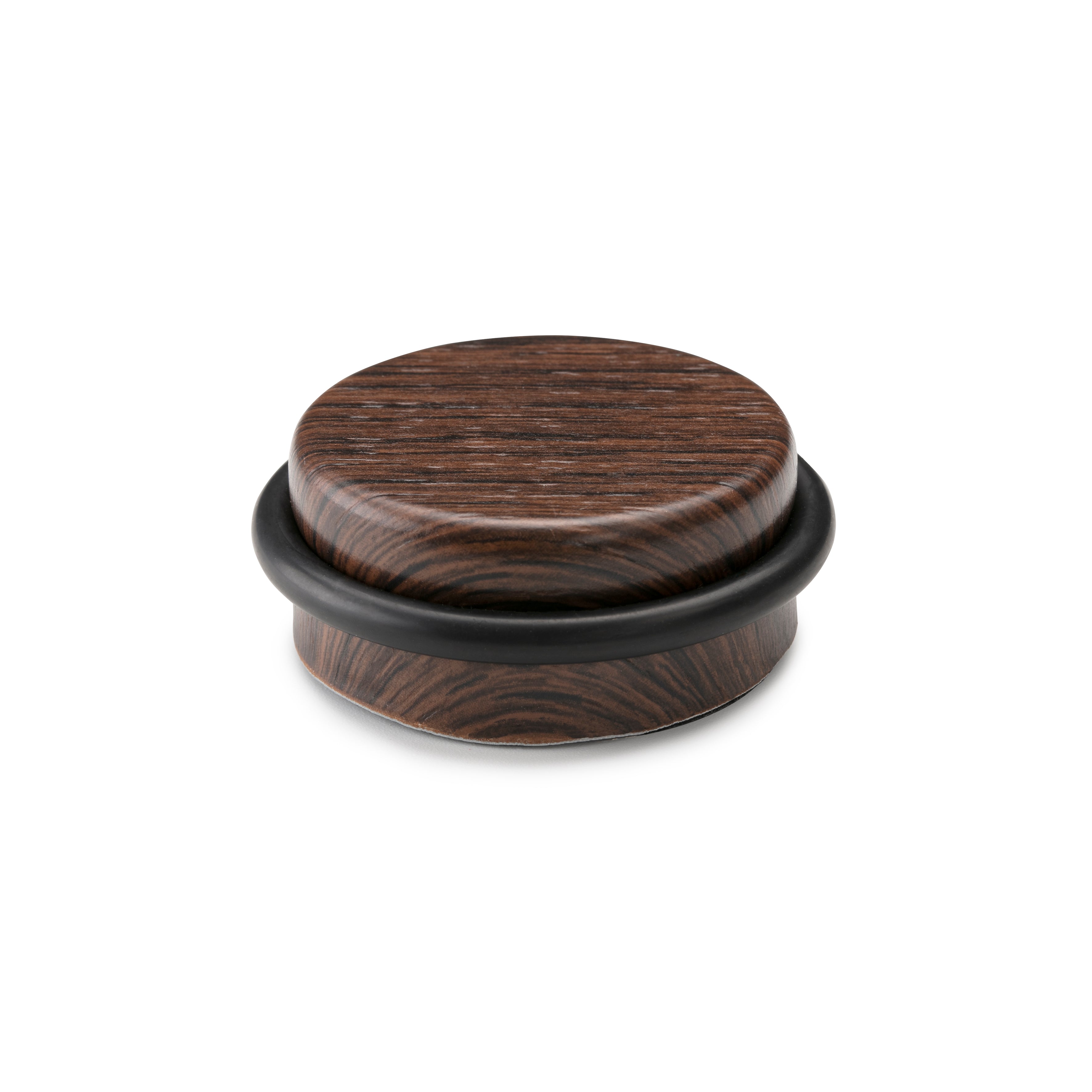 Self-adhesive metal stopper in African wenge finish for high-performance doors