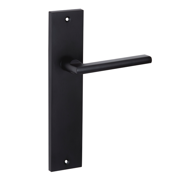 Model '530' handle with rectangular matte black aluminum plate for doors 