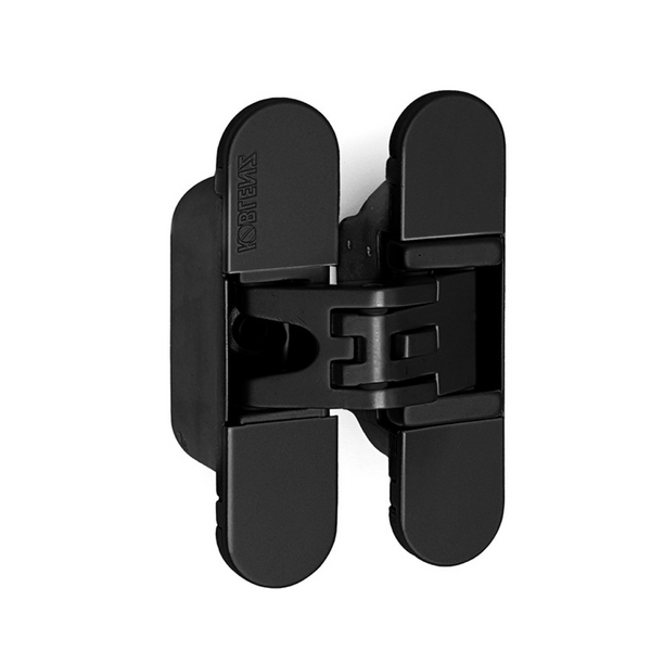 Bisagra oculta K6200 negra de 23,3mm de ancho para puertas interiores enrasadas