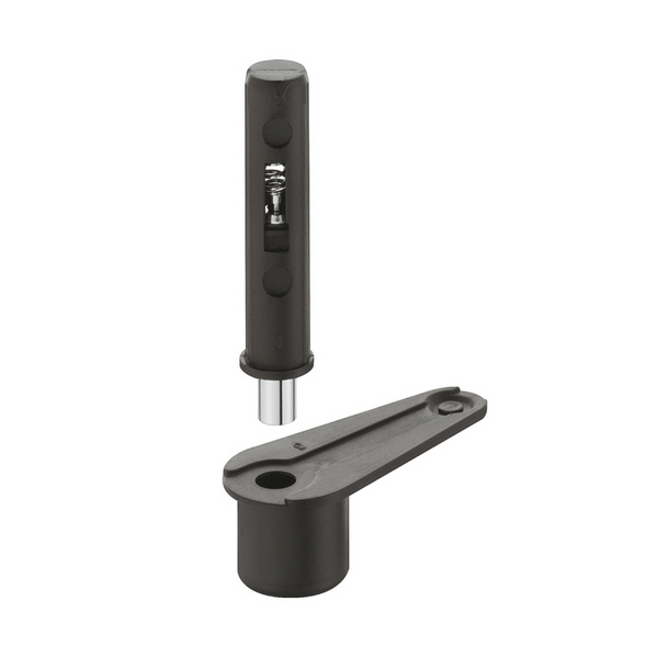 Bisagra pivotante de plástico negro Hafele para puertas de 12 a 21 mm