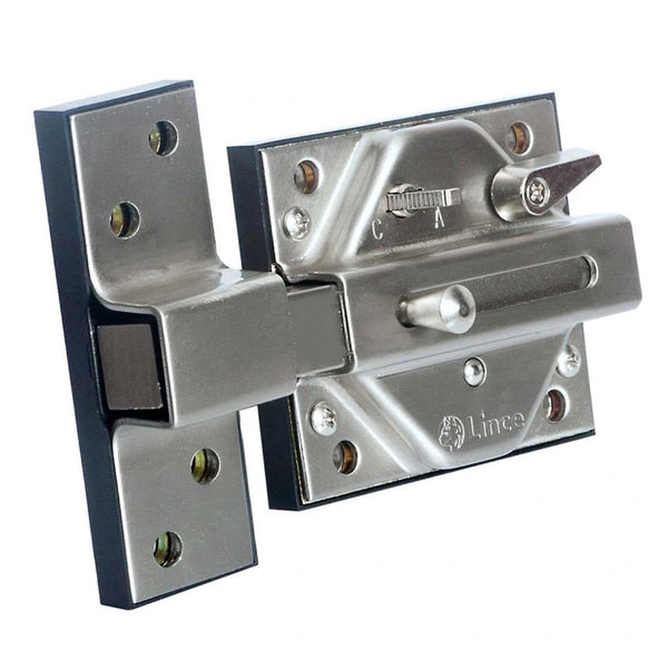 Cerrojo de seguridad de sobreponer de Lince modelo 7930RHL en acabado cromo mate para puertas de 50mm