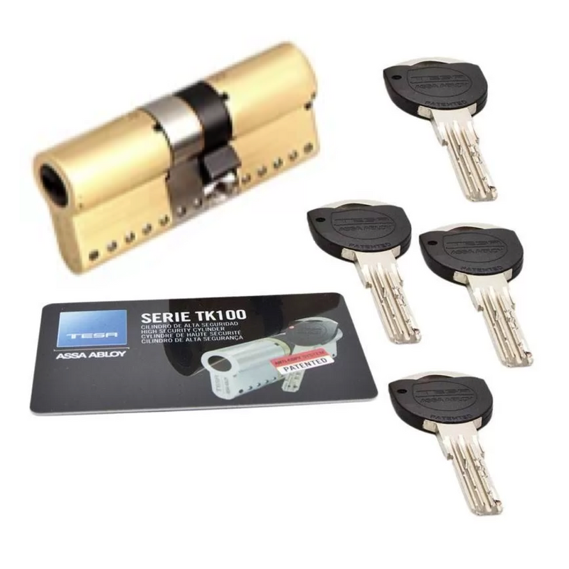 Tesa TK100 long cam cylinder 40x60 brass-plated for maximum security