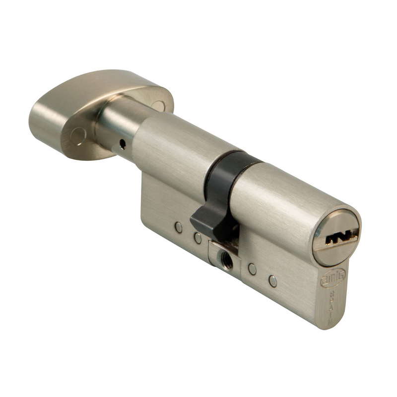 High security cylinder with 50x50 bolt in nickel-plated finish with long cam