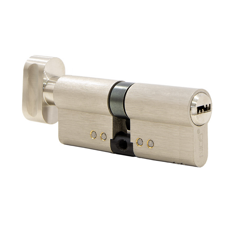 High security nickel-plated 35x35 cylinder with button for doors 