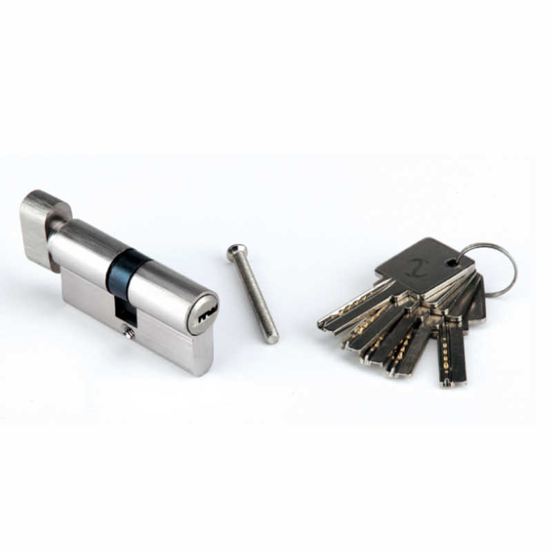 Security cylinder key with points and button in nickel plating 30x30 