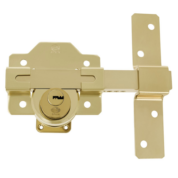 Cerrojo de seguridad cilindro redondo 70mm ambos lados en dorado