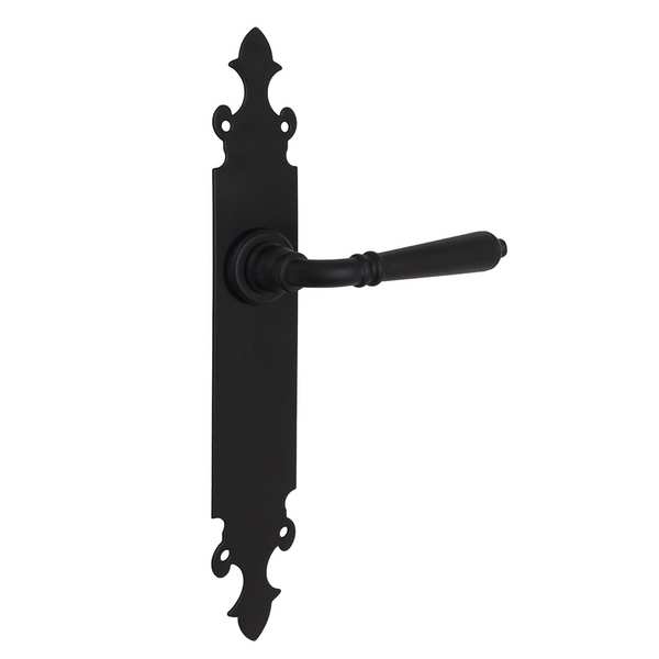 Aluminum model 'mf400' handle with plate in matte black finish for doors 