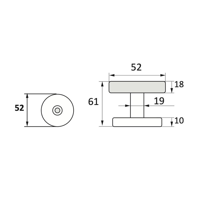 Pomo con forma de seta en acero inoxidable ideal para puertas de entrada