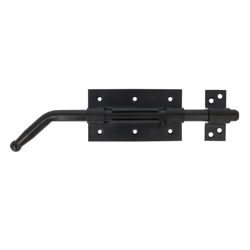 Hasp with rectangular plate and curved bar black finish for doors