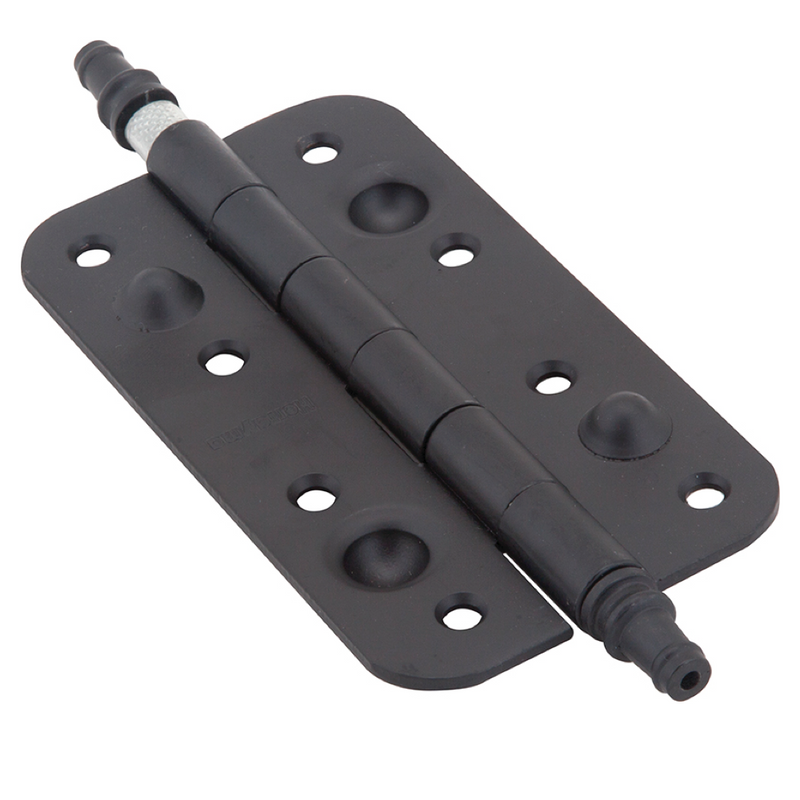 Bisagra especial de seguridad negra con remate canto redondo para puerta blindada alto 150mm