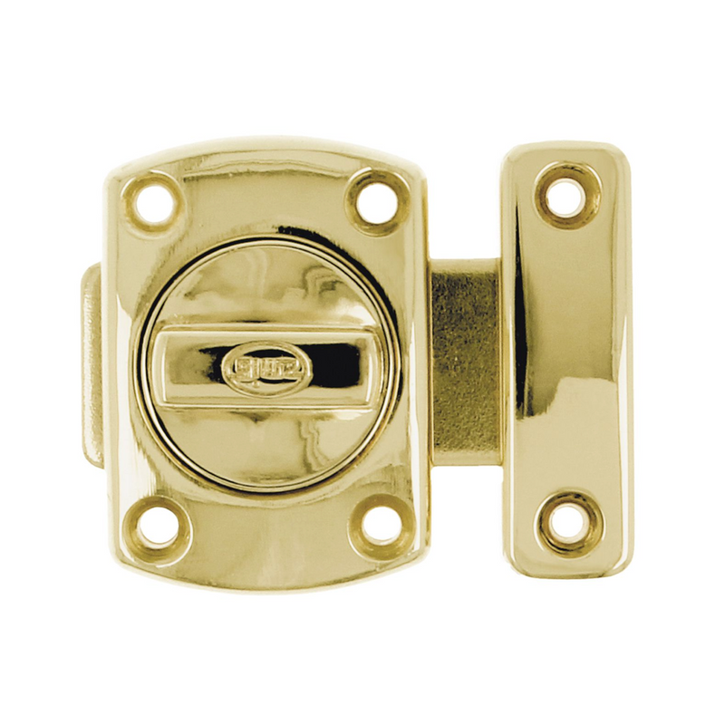 Roulette latch made of zamak in shiny gold finish for doors and windows