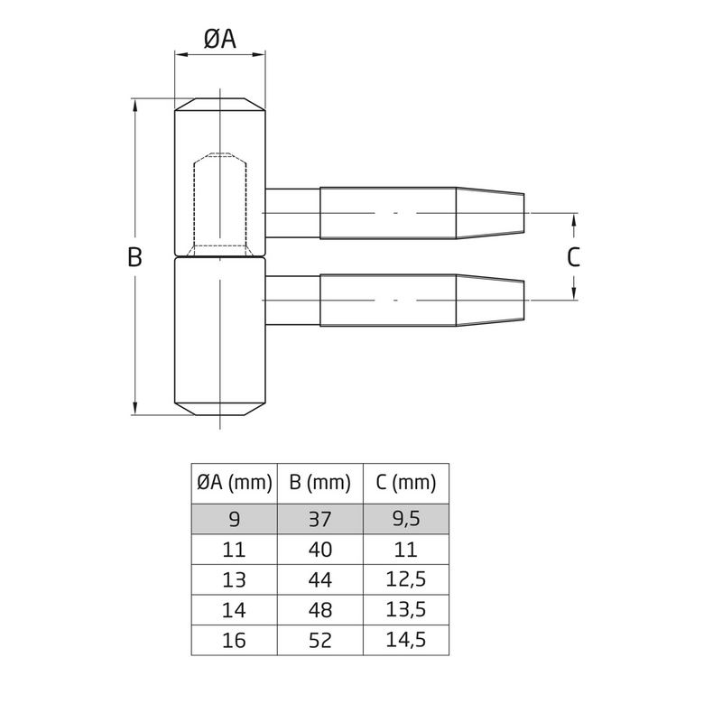 13x44mm screw pipe hinge without brass finish finish