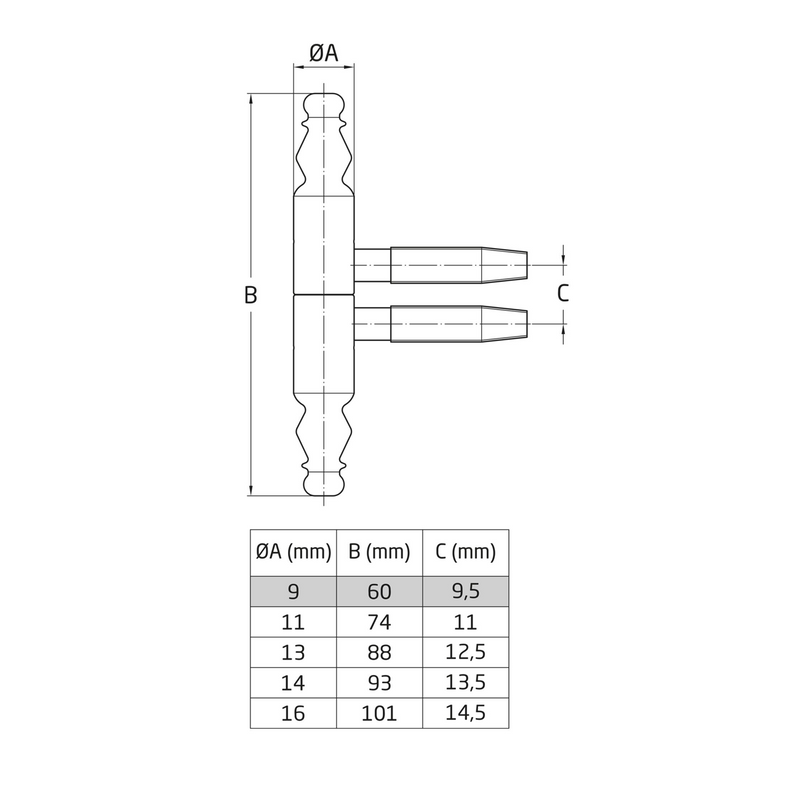 Pernio pipa de roscar de 14x94mm con remate acabado bronceado