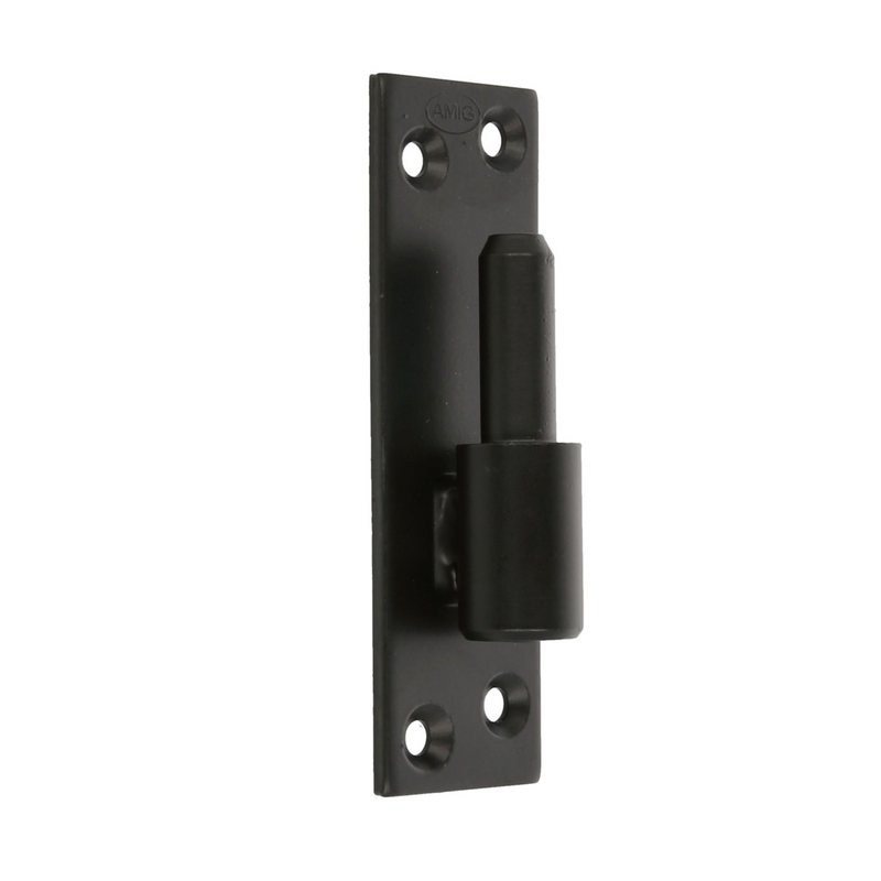 Pernio de atornillar de 14mm con placa negra canto recto de 130x40 para gozne